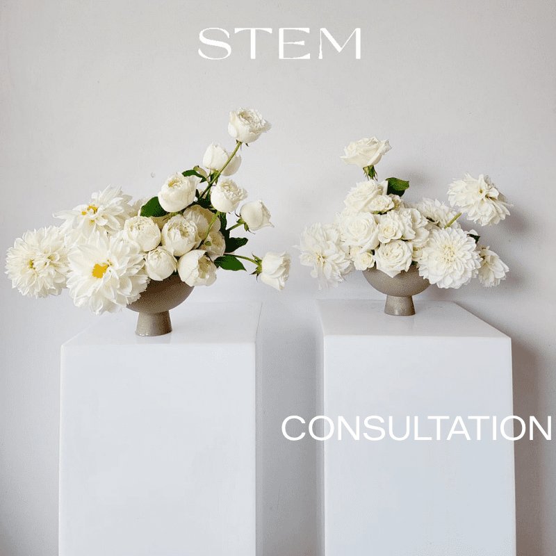Wedding floral consultation with Stem Design to discuss bouquets, ceremony flowers and reception styling.