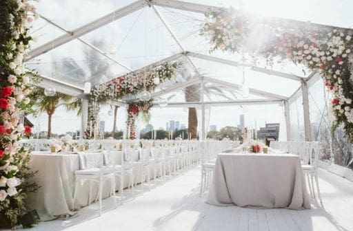 Wedding reception flowers and table styling by Stem Design in Brisbane.