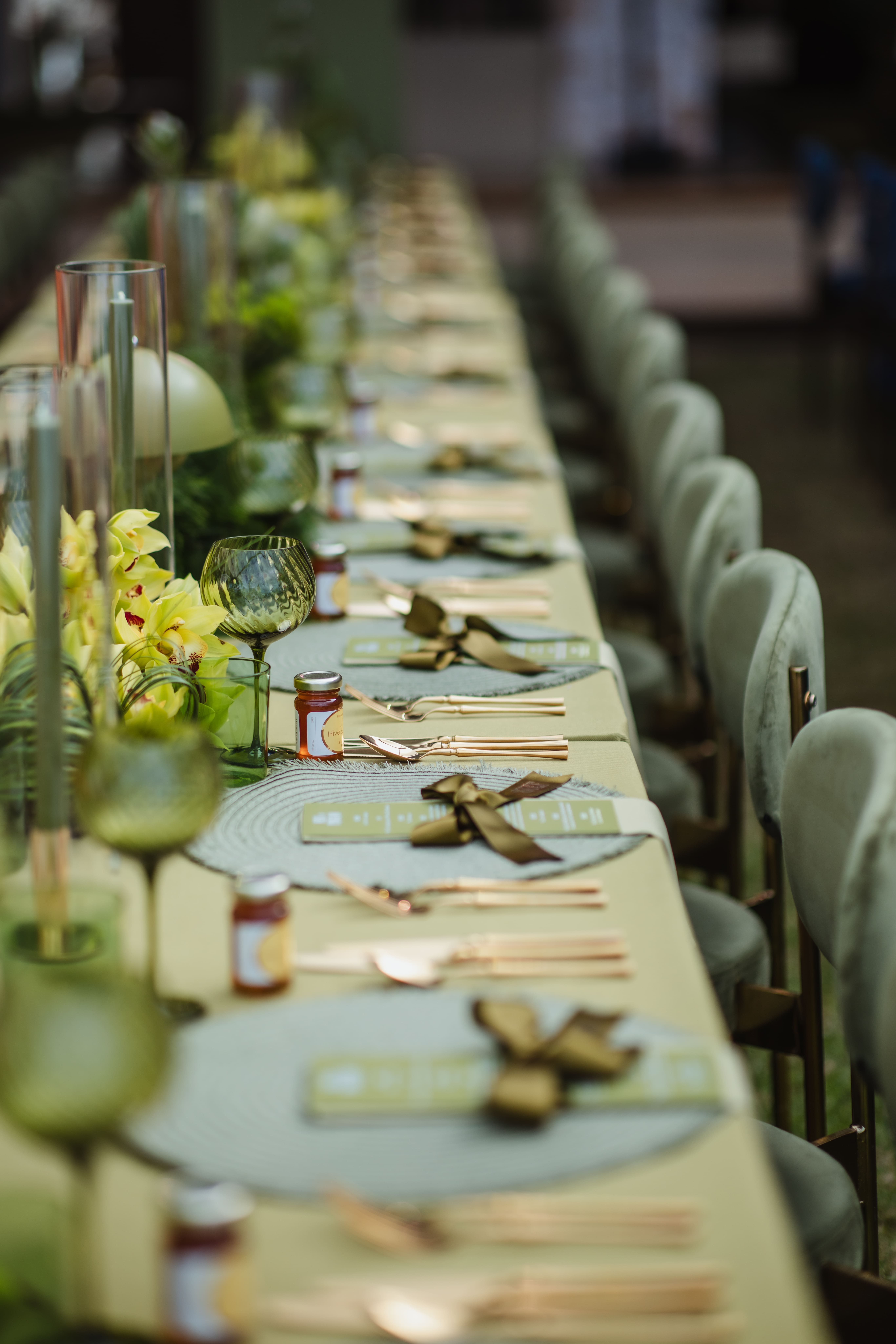 Dempsey wedding reception styled with bespoke flowers and coordinated decor by Stem Design.