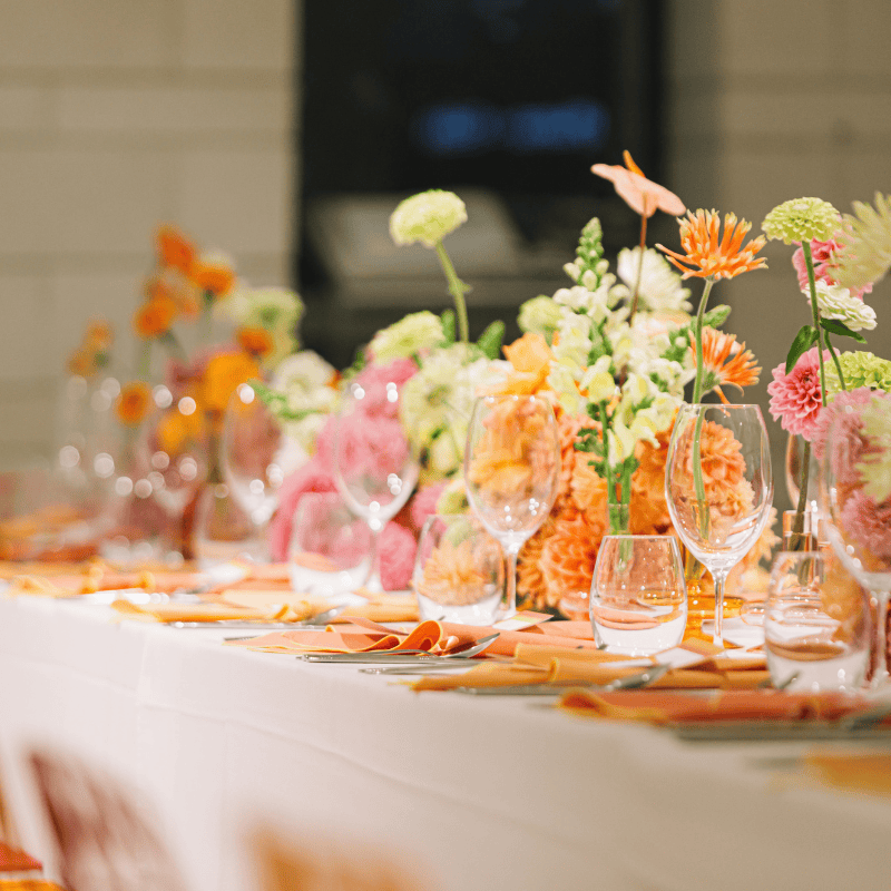Colourful event flowers and table styling in Brisbane