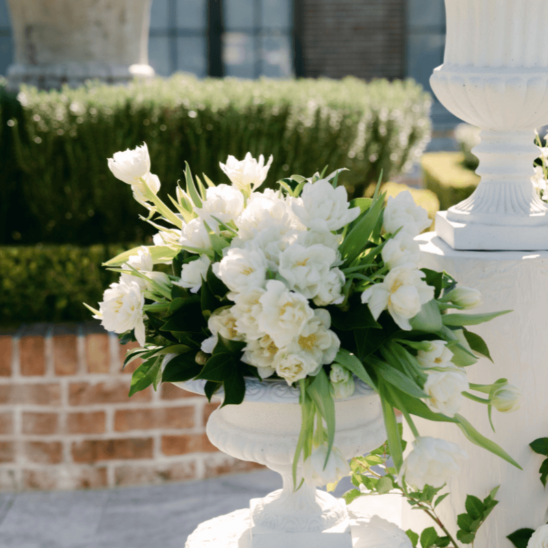 White floral arrangement for wedding or event styling in Brisbane